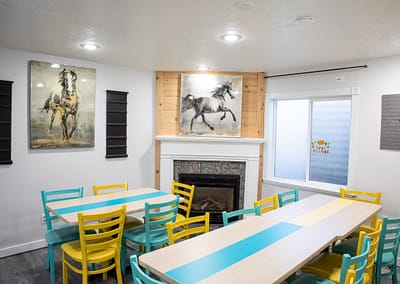eating area at blue horse after school